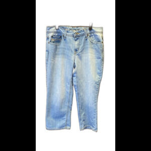 Faded Glory Capris Pants Women’s Sz 12 Light Denim + Stretch Fancy Stitching